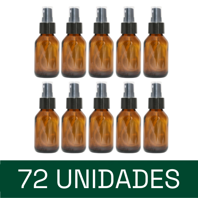 Frasco em vidro âmbar com válvula spray - 100 ml (unidade ou kit)