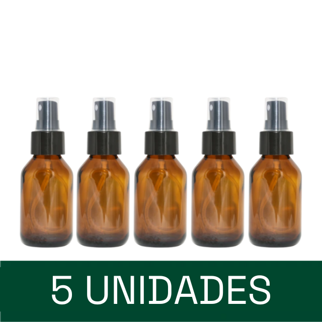 Frasco em vidro âmbar com válvula spray - 100 ml (unidade ou kit)