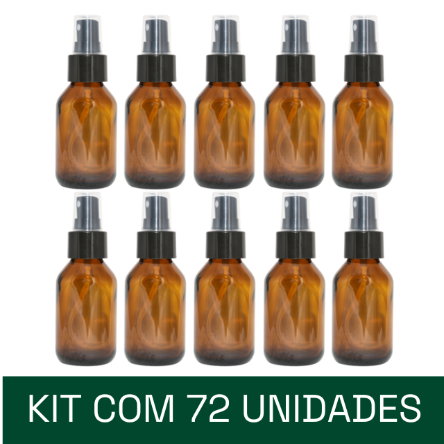 Frasco em vidro âmbar com válvula spray - 60 ml (kit ou unidade)