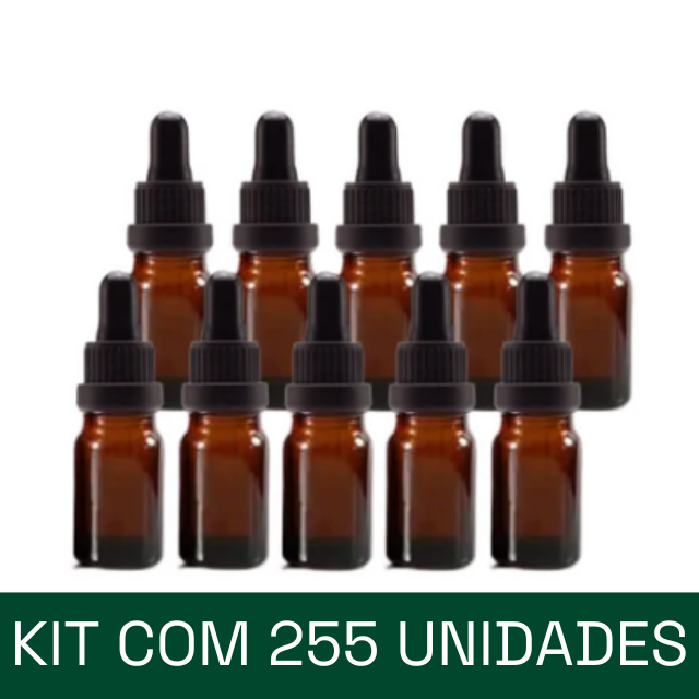 Frasco âmbar com conta-gotas PREMIUM - 5 ml (unitário ou kit) - Preto ou Branco