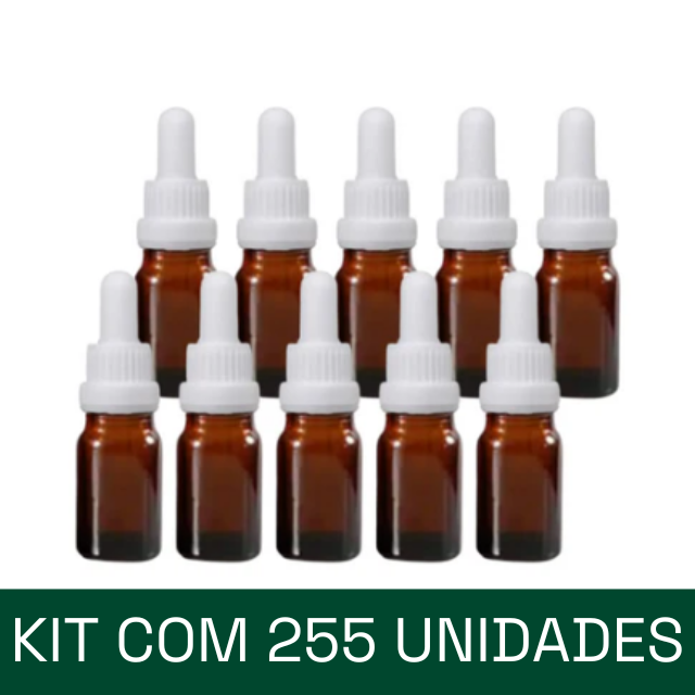 Frasco âmbar com conta-gotas PREMIUM - 5 ml (unitário ou kit) - Preto ou Branco