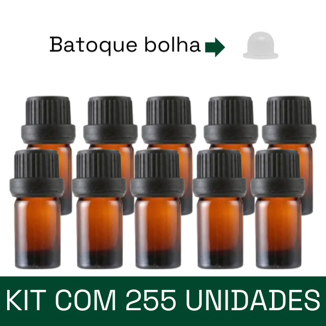 Frasco em vidro âmbar com batoque BOLHA - 5 ml (unidade ou kit)