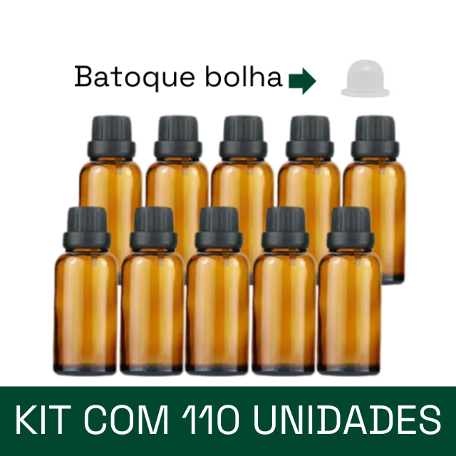 Frasco em vidro âmbar com batoque BOLHA - 30 ml (unidade ou kit)