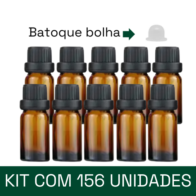 Frasco em vidro âmbar com batoque BOLHA - 15 ml (unidade ou kit)