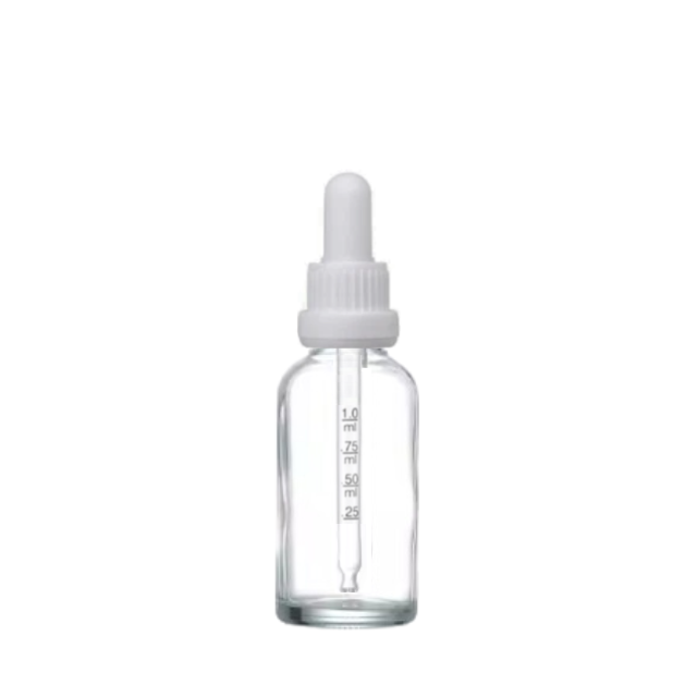 Frasco transparente com conta-gotas PREMIUM GRADUADO - 30 ml (unitário ou kit) - Preto ou Branco