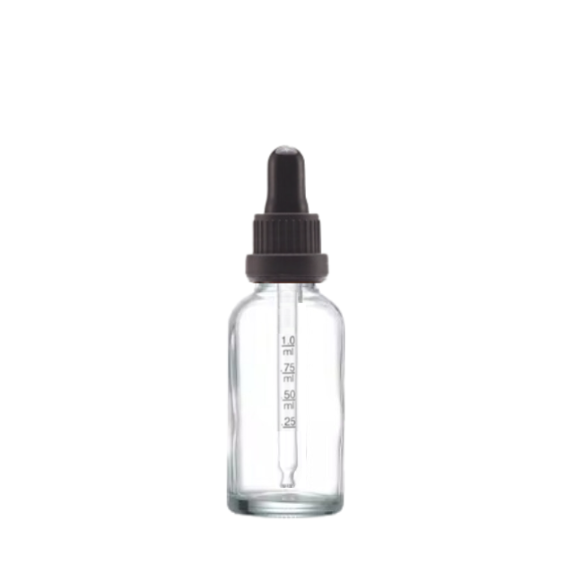 Frasco transparente com conta-gotas PREMIUM GRADUADO - 30 ml (unitário ou kit) - Preto ou Branco