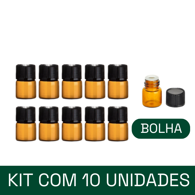 Frasco vidro âmbar MINI 1 ml (Com batoque BOLHA) - Kits