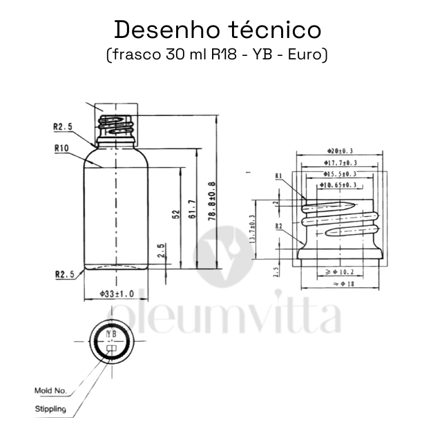 ATACADO - Frasco âmbar conta-gotas cesta dourado de 30 ml