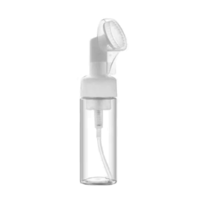 Frasco PET transparente com válvula espumadora e escova de silicone - 150 ml