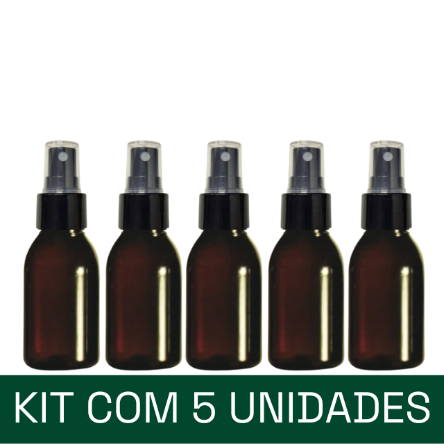 Frasco em PET âmbar com válvula Spray - 60 ml (kit ou unidade)