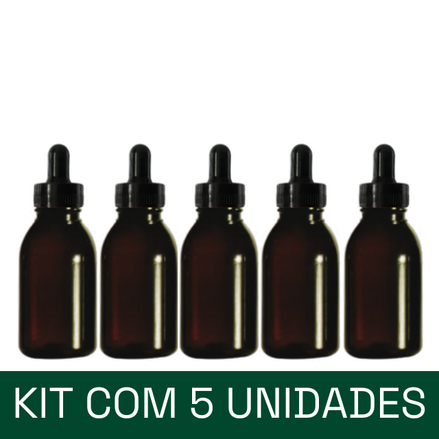 Frasco em PET âmbar com conta-gotas - 60 ml (kit ou unidade)