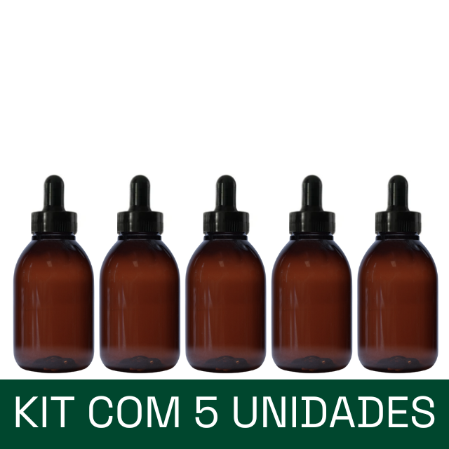 Frasco em PET âmbar com conta-gotas - 100 ml (kit ou unidade)