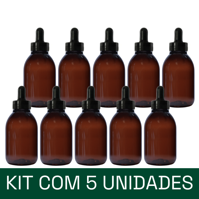 Frasco em PET âmbar com conta-gotas - 100 ml (kit ou unidade)