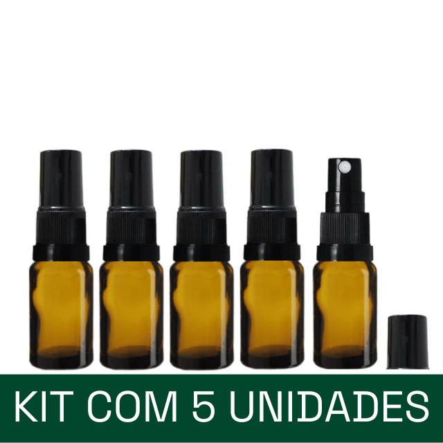 Frasco em vidro âmbar com válvula spray - 15 ml (unidade ou kit)