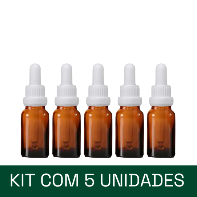 Frasco âmbar com conta-gotas PREMIUM - 15 ml (unitário ou kit) - Preto ou Branco