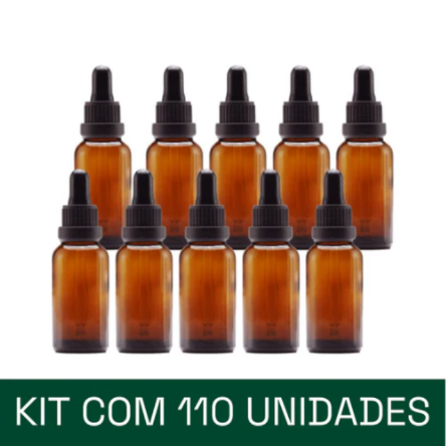 Frasco âmbar com conta-gotas PREMIUM GRADUADO - 30 ml (unitário ou kit)