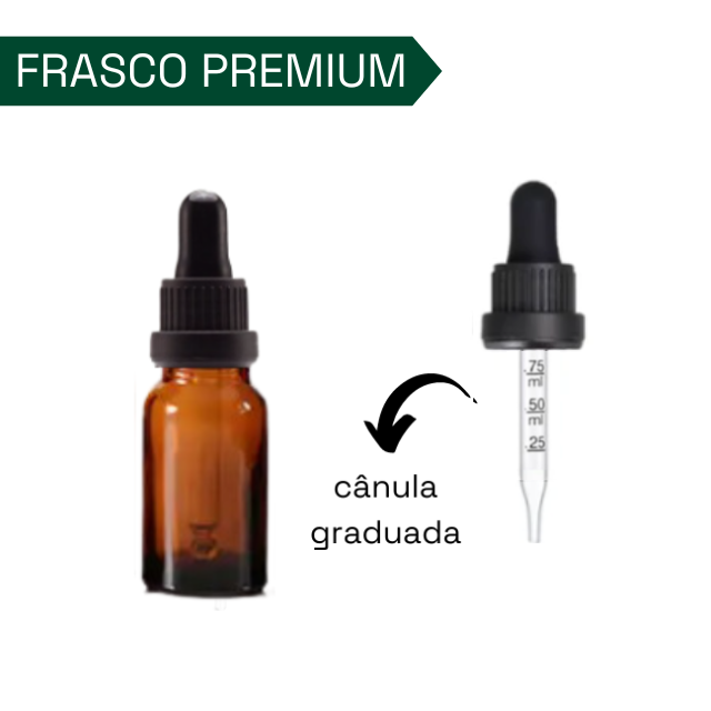 Frasco âmbar com conta-gotas PREMIUM GRADUADO - 15 ml (unitário ou kit) - Preto ou Branco