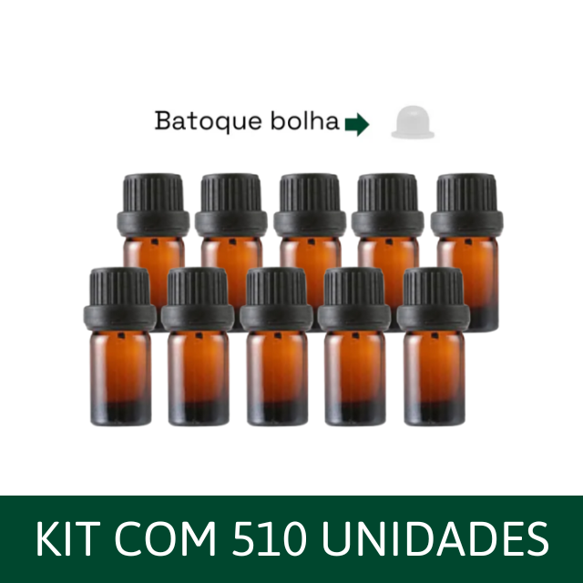 ATACADO - Frasco âmbar batoque BOLHA - PREMIUM de 5 ml