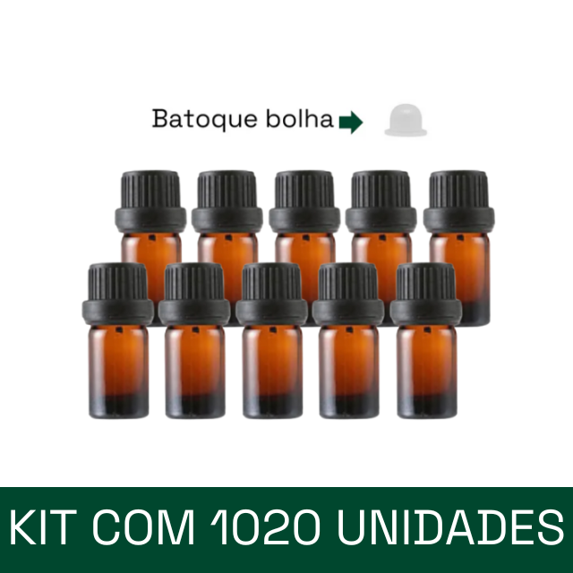 ATACADO - Frasco âmbar batoque BOLHA - PREMIUM de 5 ml