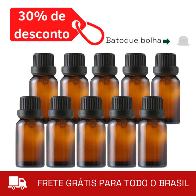 ATACADO - Frasco âmbar batoque BOLHA - PREMIUM de 10 ml