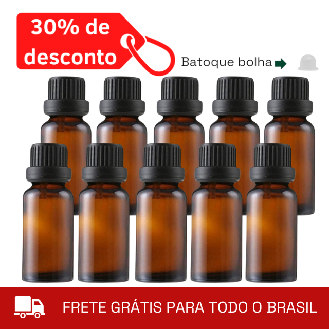 ATACADO - Frasco âmbar batoque BOLHA - PREMIUM de 30 ml