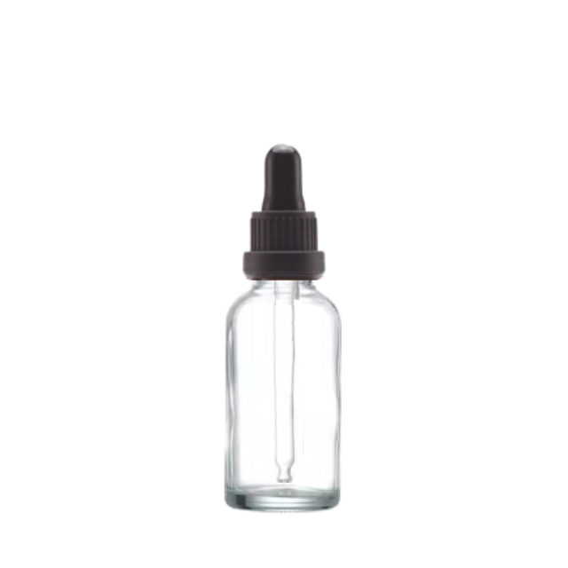 Frasco transparente com conta-gotas PREMIUM - 30 ml (unitário ou kit) - Preto ou Branco