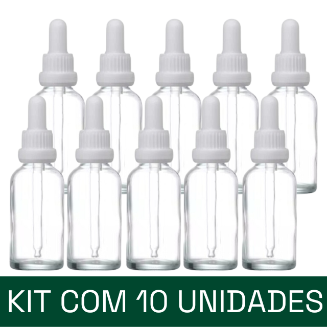 Frasco transparente com conta-gotas PREMIUM - 30 ml (unitário ou kit) - Preto ou Branco