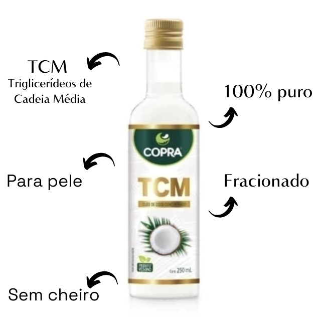 Óleo vegetal de Coco Fracionado (TCM) - 250 ml - 100% puro