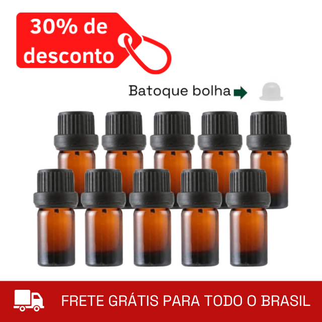 ATACADO - Frasco âmbar batoque BOLHA - PREMIUM de 5 ml