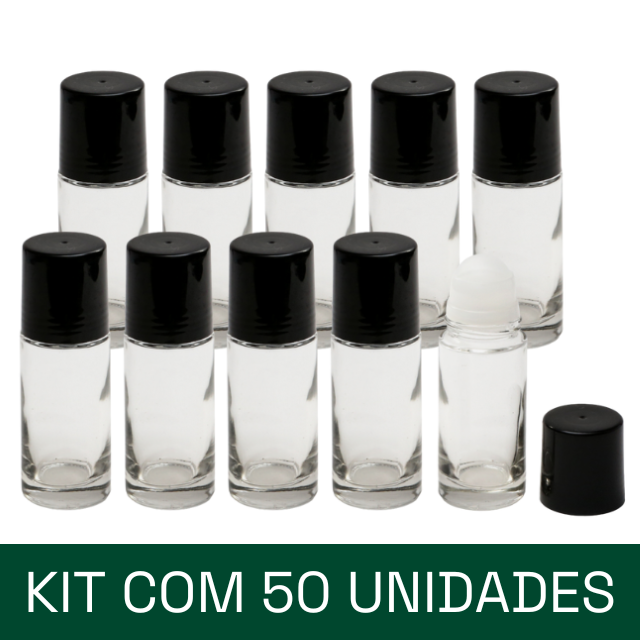 Frasco de vidro transparente 50 ml - big rollon (unidade ou kit)