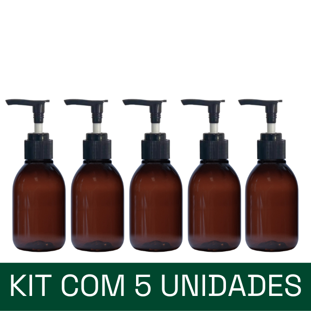 Frasco PET âmbar com válvula PUMP - 100 ml (kit ou unidade)