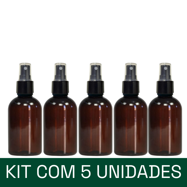 Frasco em PET âmbar com válvula Spray - 250 ml (kit ou unidade)