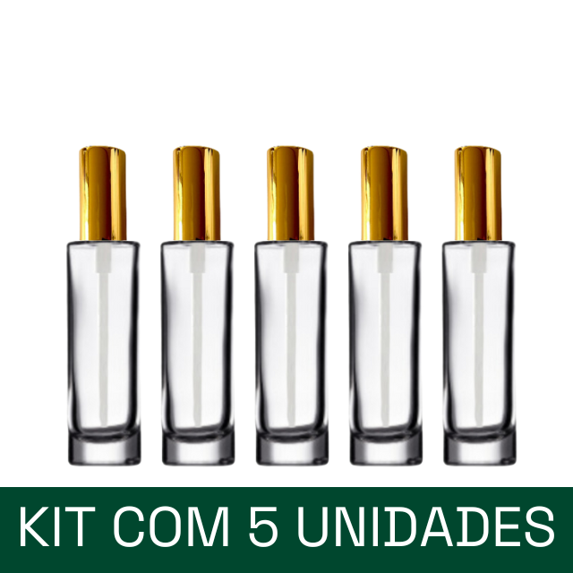 Frasco Luxo transparente com válvula spray dourada - 30 ml (unidade ou kit)