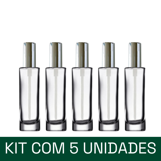 Frasco Luxo transparente com válvula spray prateada - 30 ml (unidade ou kit)