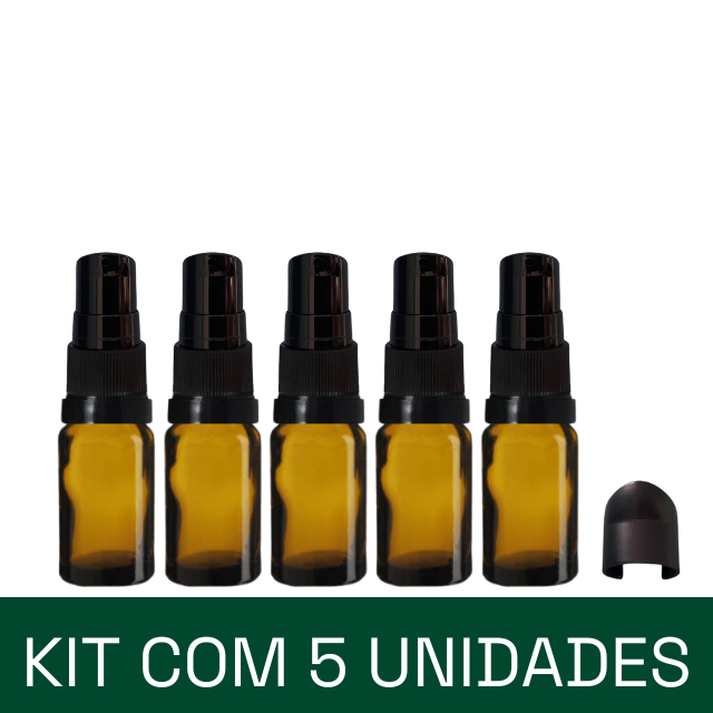 Frasco em vidro âmbar com válvula dosadora - 15 ml (unidade ou kit)