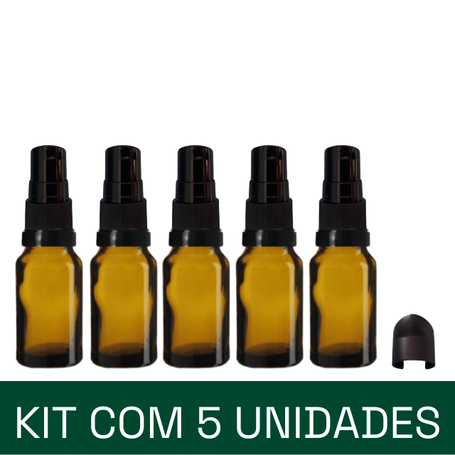 Frasco em vidro âmbar com válvula dosadora - 20 ml (unidade ou kit)