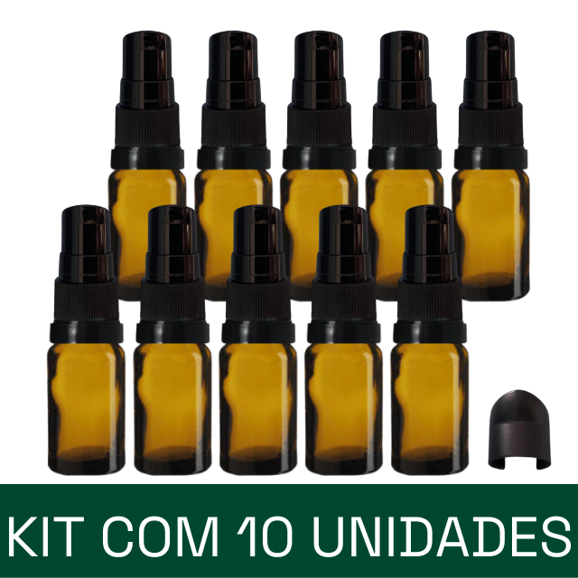 Frasco em vidro âmbar com válvula dosadora - 15 ml (unidade ou kit)