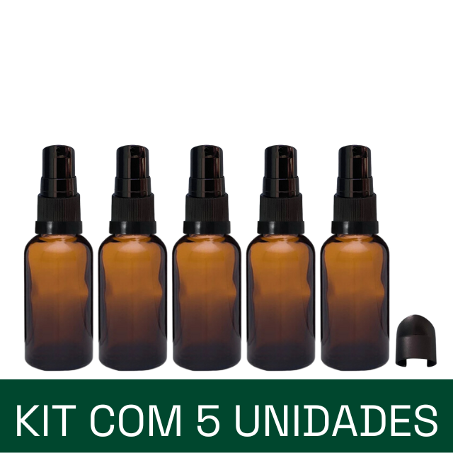 Frasco em vidro âmbar com válvula dosadora - 30 ml (unidade ou kit)