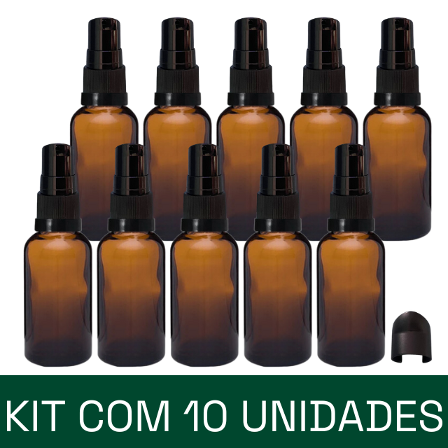 Frasco em vidro âmbar com válvula dosadora - 30 ml (unidade ou kit)